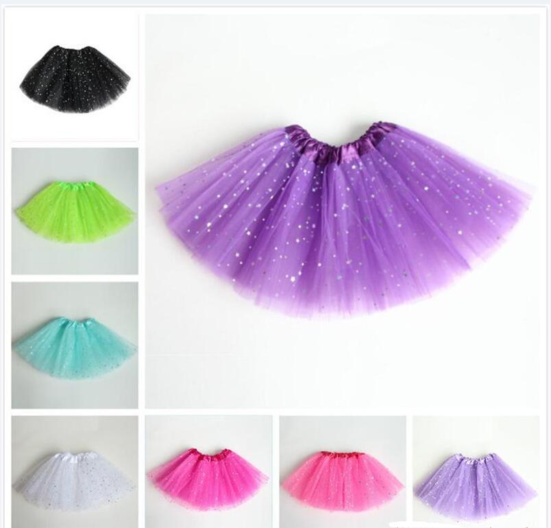 Girls Ballet Skirt Stars 11 Colors TUTU Skirt Bubble Skirt Grenadine Short Dress Perform Dancing Dress 3-8T